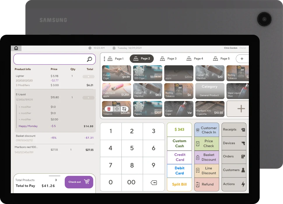 Panther Tablet POS running the NRS register screen